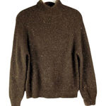 NEW See U Soon Brown Mock Neck Sweater S/M Gold Metallic Photo 0