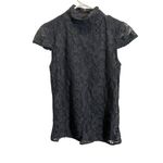 Zara Trafaluc M Gray Lace High Neck Cap Sleeve Top Black Size M Photo 2