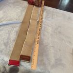 2 Tarnish Nordstrom Stretch Belt Brown Red Leather Rose Brass Buckle Womens S/M Photo 3