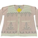 Boutique NWT Stiches In Time Pink, white, zipper Cardigan w snowflakes & gems size Large Photo 1