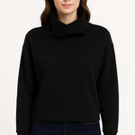 Ideology  Women's Black Ribbed Funnel Neck Long‎ Sleeve Pullover Top Photo 0