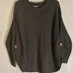 Ronnie Salloway Black Chunky Knit Button Split Side Scoop Neck Sweater M Black Size M Photo 0