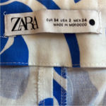 ZARA  pants size 2 floral blue white printed trouser pants super high waisted Photo 4