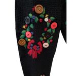 Vintage Thyme Santa Wreath Embroidered Button Christmas Sweater Size Medium Black Photo 6