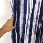 Vince Watercolor Blue Brushstroke Printed Split Neck Oversized Tunic Dress Small Photo 11