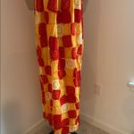 Vintage Made in Hawaii Elegant Red and Yellow Patchwork Maxi Dress Size 14 Photo 3