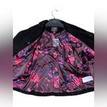 Isaac Mizrahi  Live! Size 6 Black Suede Motorcycle Jacket Floral Printed Lining Photo 6