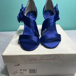 Lulu Townsend Elegant‎ Navy Blue Satin Bow Heels Photo 0