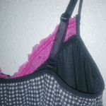 Jezebel L Sexy Pink Lace Trimmed Black White Checked Camisole Top Size L Photo 4
