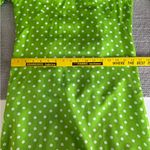 Vintage 1960s Handmade Lime Green White Polka Dot Column Maxi Dress and Scarf Photo 7