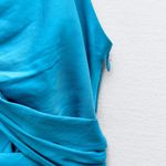 ZARA  Elegant Blue cut out satin slip Maxi Dress Photo 8