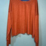 Rust Orange Long Sleeve Top with Cut Out Crop Casual Workout Size L Photo 2