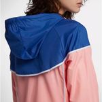 Nike Jacket Bleached Coral Pink Blue Full Zip Womens Size M Hooded Windbreaker Photo 7
