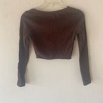 SheIn  brown long sleeve cropped v-neck top shirt Photo 6