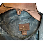 Worthington Satin Texas Teal Draped Textured Blouse Hi Neck Bow Women PXXL NWT Photo 6
