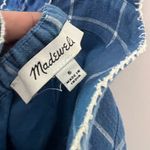 Madewell  Blue Floral Embroidered Cicely Tiered Midi Dress in Plaid 100% Cotton 6 Photo 8