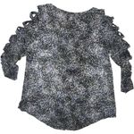 Jennifer Lopez Lattice Sleeve Glitter Long Sleeve Blouse Womens Large Black & Si Photo 1