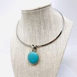 Sterling Silver torque necklace with  turquoise pendant Photo 8