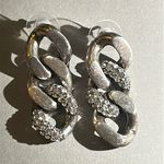 Saint Laurent Crystal Thick Curb Chain Drop Earrings Photo 3