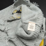 No Comment  NY-LA Smiley Face Distressed Gray Knit Sweater Photo 8