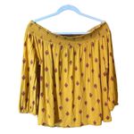 Old Navy Off the Shoulder Yellow Gold Floral Top Women’s Size Large Soft Shirt! Photo 2