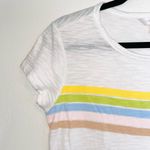 LC Lauren Conrad 100% Cotton White Pastel Stripe Front Tee Photo 2