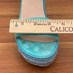 Stuart Weitzman Single Island Embellished Rope Turquoise Suede Wedge Sandals 8.5 Photo 9