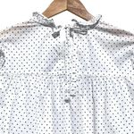 Madewell Women’s White Polka Dot Ruffle Neck Bow Tie Long sleeve Top Photo 4