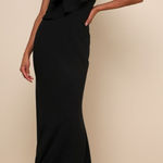 Lulus  NWT Grand Beauty Black Ruffled One-Shoulder Mermaid Maxi Dress Large Photo 0