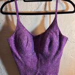 Purple Beaded Crop Top back cutouts side zip party event festival vintage Y2K 6 Photo 0