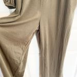 Long Sleeve Jumpsuit Smocked Waist V Neck Olive Green Casual Size M Cozy Boho Size M Photo 3