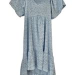 Umgee High Low Hem Dress With Smocked Detail And Back Cut Out Blue Floral Large Photo 2