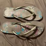 Havaianas  Silver Floral Flip Flops Photo 0