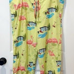 Nick & Nora VTG  Womens Retro Pink Flamingo Pants Size Large Capris Loungewear Photo 0