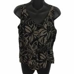 Sigrid Olsen  black/taupe floral silk blouse Size 8 Photo 1