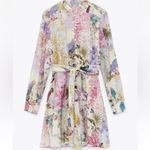 ZARA Pastel Floral Parrot Print Shirt Dress Co-Ord Linen Blazer Outfit Sz Small Photo 2