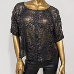 Wrangler Rock 47 by Women's Black Metallic Lightweight Sheer Shirt Top Size S Photo 2