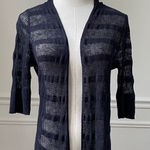Eileen Fisher Dark Navy Blue Linen Knit Elbow Length Sleeve Cardigan Whisper Wei Photo 0