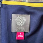 Vince Camuto  Navy Blue Shift Dress With Yellow and White Side Stripe Sz 4 Photo 5