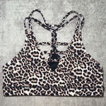 Zyia Active Leopard Animal Print‎ Grid Mesh Racerback Sports Bra Size Medium Black Photo 0