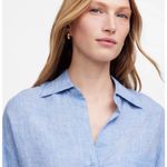 Madewell Button Up Linen Blouse in Coastal Blue Sz Medium NWT Photo 3