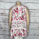 Woman Within  Sz 26/28 2X White - Rose Floral Print Crochet Lace Tank Top Blouse Photo 3