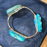 Raw Turquoise Gold Wire Druzy Cuff Bracelet Photo 6