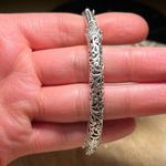 Sterling Silver Sarda Artisan  Cut Out Filigree Scroll Hinged Bangle Photo 10