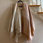 SOIA & KYO NEW Yadira Colorblock Fringe Scarfigan Cape Shawl Shrug Neutral Knit Photo 12