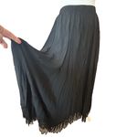 VTG 90’s Whimsigoth boho darkfairy gypsy black flowy long lace trim maxi skirt S Photo 2