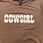 SheIn cropped brown cowgirl shirt with short sleeve Photo 1