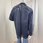 Johnny Was  Navy Blue Tunic/Top Boho Blouse, Sz S, Embroidered, Cupra Rayon. Photo 7