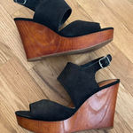 Lucky Brand Women's Latella Platform Wood Wedge Sandals Black Slingback Size 10 Photo 0