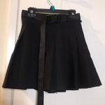 High Waist Belted Pleated Mini Skirt Black Size XS Photo 0